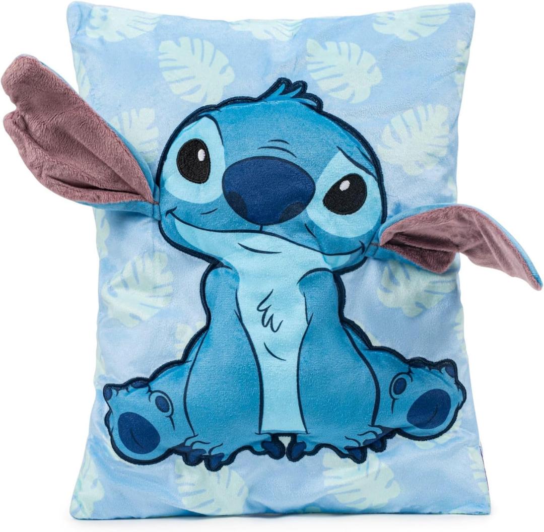 Jay Franco Disney Lilo and Stitch 3D Snuggle Pillow - Super Soft Blue Plush Pillow - Measures 15 Inches