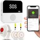 PILSAMAS WiFi Caregiver Pager Wireless Call Button with App Alert, Medical Alert Systems for Seniors No Monthly Fee- 2 Caregiver Call Button + Wristband Panic Button, Alert Button for Seniors at Home