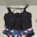 Yonique Women 2 Piece Blouson Tankini Swimsuits Tummy Control Bathing Suits Athletic Swimwear (Black, L)