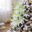 2 x 16pcs Christmas Tree Toppers, 14.96 in Plastic Green Pampas Grass Decor with Red Balls Elf Ornaments Stems Curly Tree Picks for Christmas Home Craft Decoration Supplies