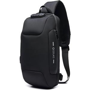 OZUKO Men Sling Backpack - Anti-Theft Crossbody Bag with USB Charging Port, Waterproof Lightweight Travel Hiking Commute Bag(Black)