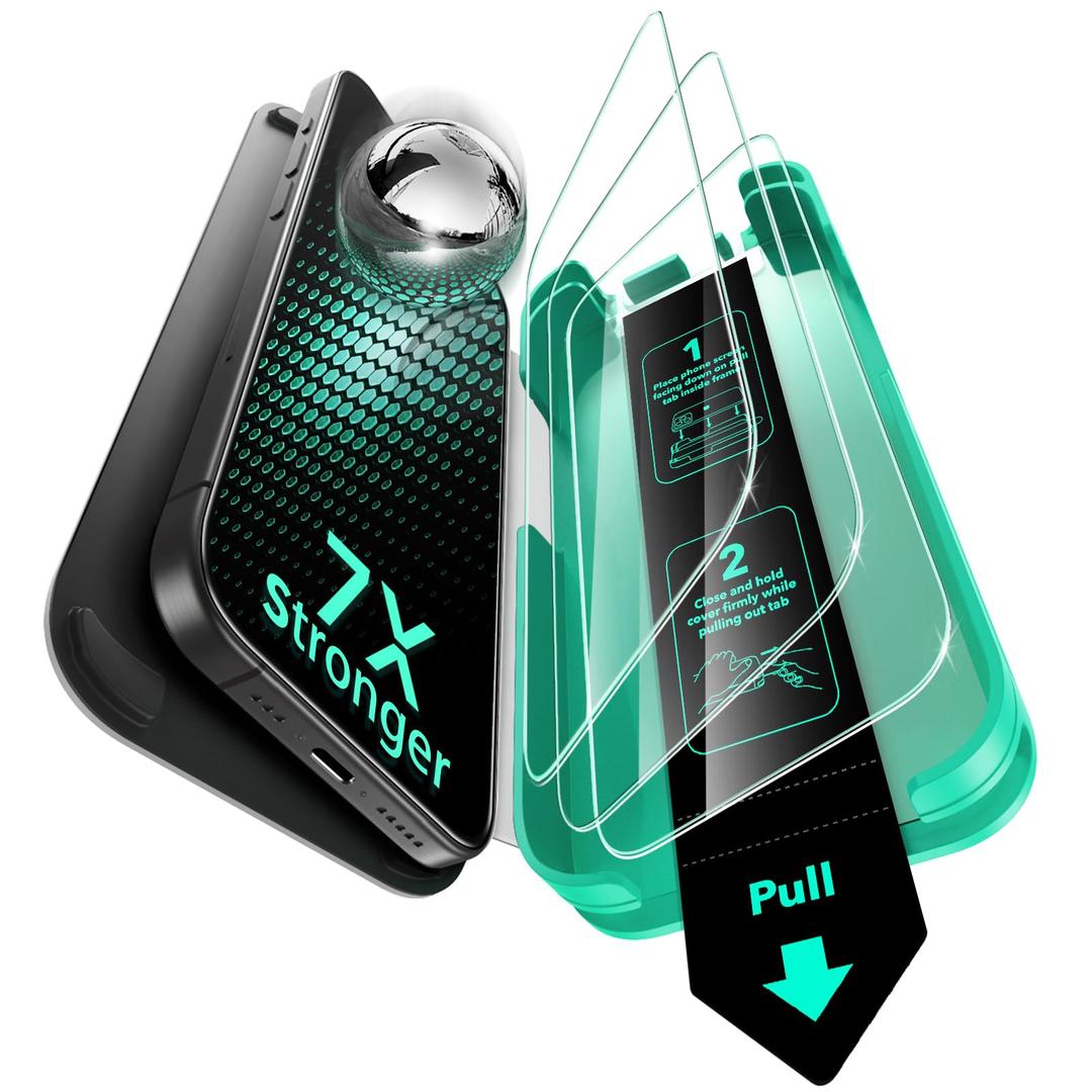 ESR 2 Pack 9H+ Glass for iPhone 16 Pro Max Screen Protector, [Military Grade Shatterproof & Longest Durable] Armorite Ultra-Tough Tempered Glass with UltraFit Tray