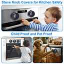 YEWROXY Stove Knob Covers for Child Safety 5-Pack Heat-Resistant Oven Lock Knob Covers with Heat Alert Stickers, Baby and Pets Proofing Guards for Gas & Electric Stoves (Dark)