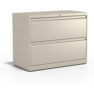 STAPLES 2-Drawer Lateral File Cabinet, Letter & Legal Size Documents, Lockable, 36" W x 18.62" D x 28.15" H, Putty/Beige