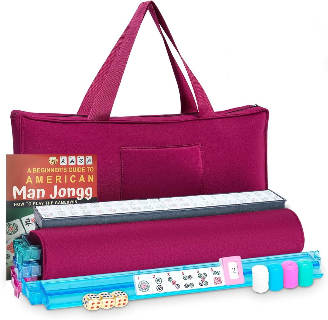 American Mahjong Set, 166 Premium Scratch-Resistant Tiles, Metal Dice, 1.2 x 0.9 x 0.5 inches