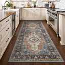 2x6 ft Kitchen Runner Rug for Hallways Non Slip Washable Hallway Runner Rug Bedroom Runners Entryway Laundry Room Rugs Dresser Runners Long Navy Blue Rust