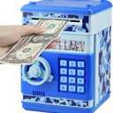 HUSAN Piggy Banks Money Banks for Kids, Electronic Password Code Money Banks ATM Banks Box Coin Bank for Children Boys and Girls (Camo Blue)