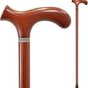 Wooden Walking Cane with 5 Height for Men and Women, Handmade Wood Cane with Comfort Grip Handle, Supportive Mobility Aid for Seniors, Fashionable & Classic Lightweight Stick, 33inch