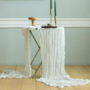 Gauze Table Runner Bulk Cheesecloth Table Runner Set of 2 Pieces 141 inches Long Each Natural Table Runner for Bohemian Wedding Table Runner Wedding Decorations, Beige Cheese Cloth Gauze Fabric, White