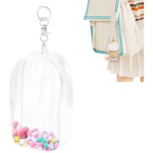 Aerbee Clear Figure Display Bag for LABUBU, Thickening Figures Storage Bag with Keychain, Medium Doll Hanging Blind Box, Portable Douple Zipper Closure Dustproof Collectibles Case for Dolls, Figures