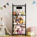 SpaceAid Stuffed Animal Storage Organizer, Wood Animals Zoo Toy Plushies Storage Holder, Large Capacity Plush Toy Cage for Playroom Organization, 22.8" Wide, Black