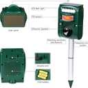 Solar Ultrasonic Animal Repeller, Cat Repellent, Motion Detection, Siren and Flash Repel. Dog, Squirrel, Deer, Raccoon, Skunk, Rabbit, Fox, etc