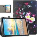 Universal 8 9 Inch Android Tablet Case, Nannxiebky Slim Folding Stand Folio Pattern Case Cover with Hand Strap for 8.0 9.0 Inch and All 8" - 9" Tablet, Mysterious Flower