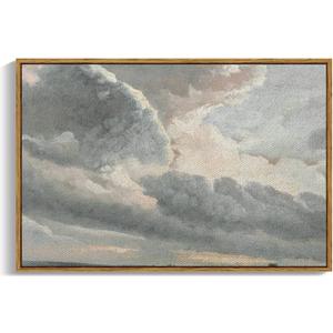InSimSea Framed Canvas Wall Art Vintage Decor, Nature Wall Decor, Large Sky Clouds Sunset Wall Art Prints for Living Room, Classical Retro Paintings for Bedroom Office Home Decoration, 16"x24"