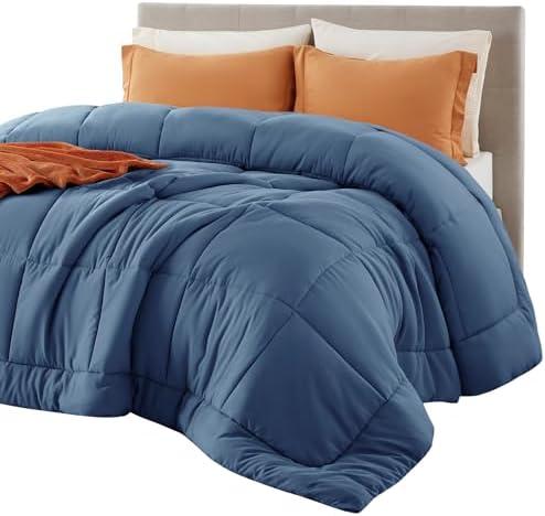Bedsure Comforter Duvet Insert - Quilted Comforters Full Size, All Season Duvet, GentleSoft Down Alternative Bedding, with 8 Tabs, Gifts for Women/Men, Dark Slate Blue, Full 86 x 82 Inches