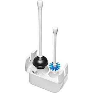 OXO Good Grips Toilet Brush & Plunger Set | Two Bathroom Essentials in one Space-Saving Canister | Toilet Bowl Cleaner and Plunger with Holder, Perfect for Small bathrooms