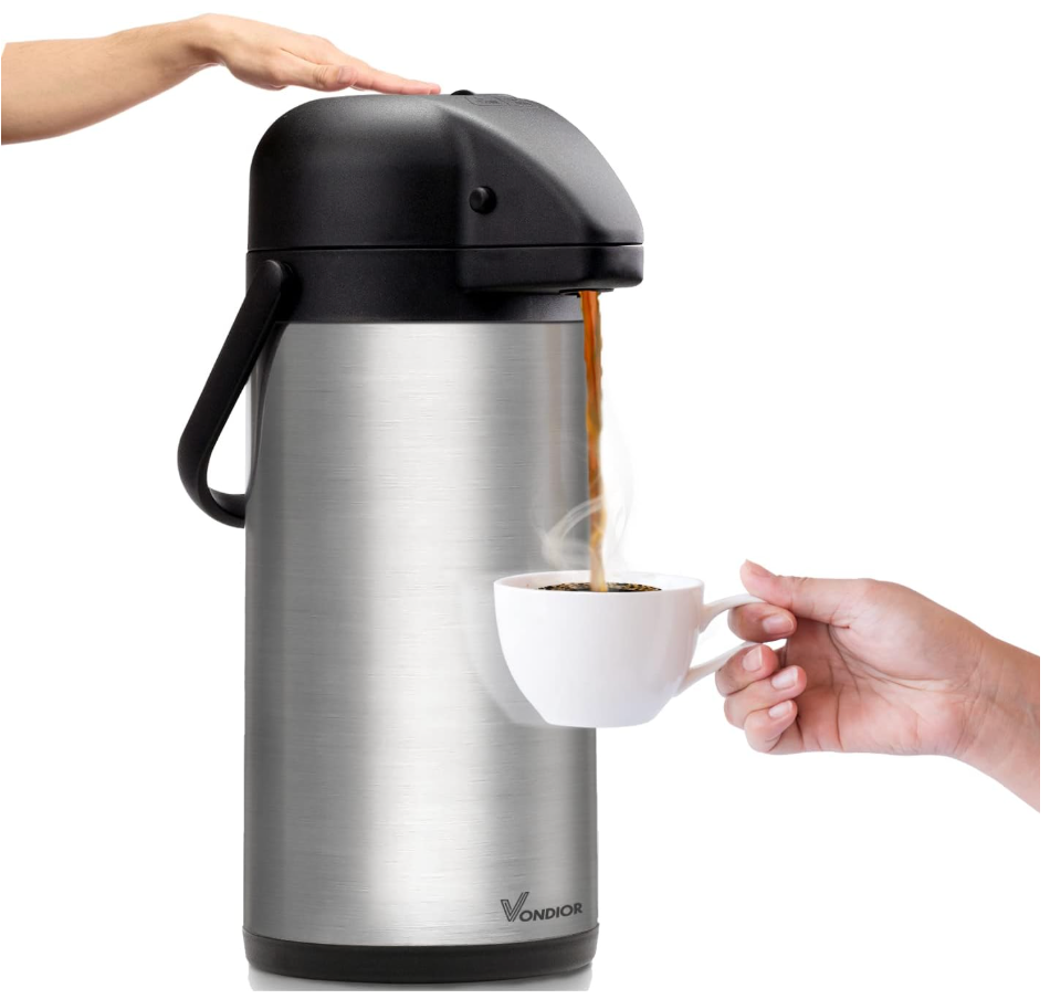 Coffee Carafe for Keeping Hot - 102oz/3L Airpot Coffee Dispenser with Pump
102 OZ/ 3.0L Coffee Dispenser with Pump - Insulated Stainless Steel thermal carafe for Hot Drinks Water Tea Chocolate