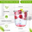 Ziliny 50 Pcs Disposable Stemless Glasses 12oz Crystal Plastic Wine Glasses Clear Classic Pet Cup for Meeting Weddings Birthdays Cocktail Christmas Party Supplies (Clear)