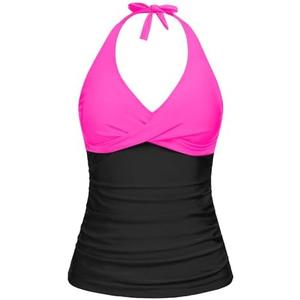 Tempt Me Women’s Tankini Top Halter Tummy Control Swim Tops Only Twist Front V Neck Bathing Suit No Bottom, Size: Large