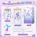 Clexela Birthday Gifts for 4 5 6 7 8 9 10 11 12 Year Old Girls Monogrammed Initial Glass Cups,16oz Glass Cups with lid and straw, Personlized Valentine Mermaid Gifts for Kids Girls Purple S