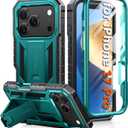 FNTCASE for iPhone 17 Pro Case: Military Grade Drop Proof Protection Mobile Cover with Kickstand | Matte Textured Rugged Shockproof TPU | Protective Sturdy iPhone 17 Pro Phone Cases 2025 - Green