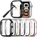 6 Pack Hard PC Case Compatible with Apple Watch Series 10 42mm with Tempered Glass Screen Protector,Rontion Ultra-Thin Scratch Resistant Full Protective Bumper Cover for iWatch 10 42mm Accessories