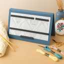Flutesan 1 Pcs Cross Stitch Knitting Pattern Holder, Fold up Knitting Pattern Holder with 4 Pcs Replacement Magnets, Cross Stitch Accessories Supplies, Unfolded Size 13.2 x 9 Inch(Blue)