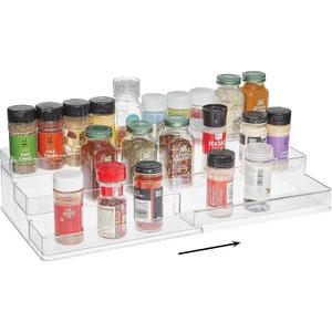 SIMPLEMADE 3-Tier Spice Rack Organizer - Versatile Storage Shelf for Kitchen, Bathroom, Bedroom & Office, Set of 1, Expandable Clear