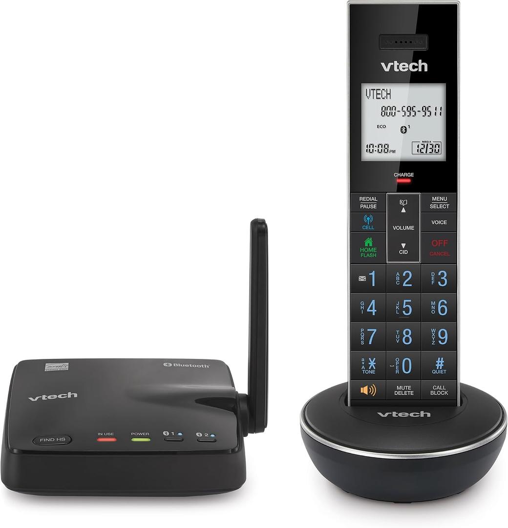 VTech LS6331 Expandable Cordless Phone with DECT 6.0 Desk/Wall Mountable Transmitter, Bluetooth Connect-to-Cell, Full Duplex Handset Speakerphone, Landline Phone with Smart Call Blocker