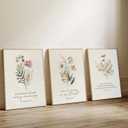 PLPKEYGR 3 Pcs Christian Flower Wall Art Flower Scripture Wall Decor God Quotes Canvas Painting Prayer Room Pictures Inspirational Bible Verse Posters For Living Room Bedroom 16x24 in Poster (16L" x24W")