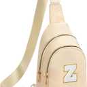 Viverte Birthday Gifts for 7 8 9 10 11 12 13 Year Old Girls Small Initial Sling Bag Cross Body Bag Fanny Pack for Girls (Beige)