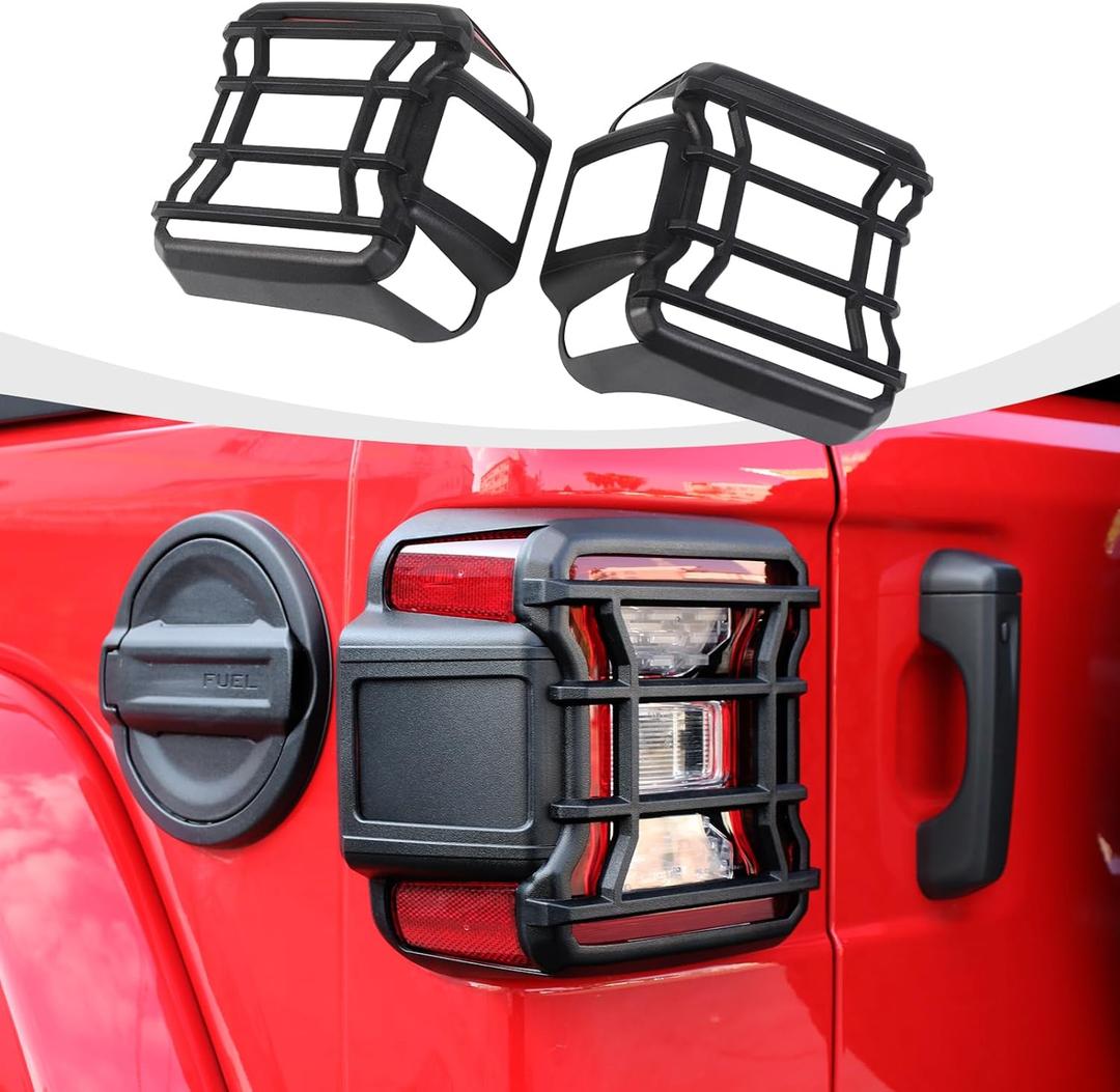 RAZPOY JL Tail Light Covers, ABS Rear Light Lamp Guards Trim Compatible with 2018-2024 Jeep Wrangler JL, Black (Fit for LED Light Version Without Frame)