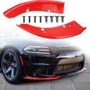JDMON Front Bumper Lip Splitter Protector Compatible with Dodge Charger SRT Hellcat/SRT 392 / Scat Pack/RT Scat Pack/GT/RT 2015-2021, GT RT Accessories, Red, 2pcs