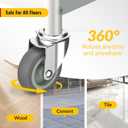 HOLKIE Caster Wheels 3 inch with No Brake Stem Casters, 1/2" -13 x 1-1/2" (Stem Diameter 1/2", Stem Length 1-1/2") Threaded Swivel Casters Set of 4 Heavy Duty Castors Grey