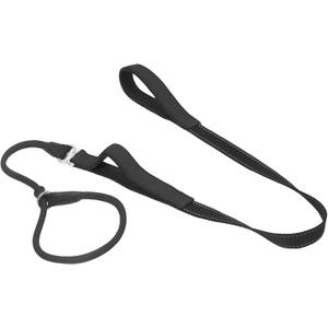 Slip Lead Dog Leash with Double Handle, Reflective Dog Training Leash [360 Swivel Anti-Tangle] Heavy Duty Nylon Slip Leash and Collar for Medium Large Small Dog No Pull Walking 5FT Black