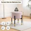 Round Ottoman with Storage, Soft Velvet Vanity Stool, Ottoman Coffee Table with Metal Legs, Foot Stool for Living Room Bedroom, Pink