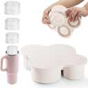 Nax Caki White Hollow Cylinder Ice Cube Mold for 20oz 30oz 40oz Stanley Cup Accessories, Silicone Tumbler Ice Mold with Lid for Tumbler Whiskey Cocktails Bourbon