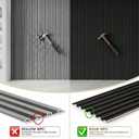 WPC Acoustic Slat Wall Panels 16-Pack 47.2'' x 6'', Accent 3D Wall Panel for Interior Wall Decor, Waterproof Fluted Textured Panel Wall Slats,Solid Black (Cover Approx.32 sq.ft)