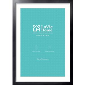 LaVie Home 24 x 34 Picture Frame Black Poster Frame,Display Pictures 20x30 with Mat or 24x34 Without Mat, Stable and Sturdy Frame and Polished Plexiglass, Horizontal and Vertical Format of The Walls