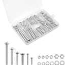Bolts, Nuts, and Washer Assortment Kit - 120 pcs Nuts and Bolts Assortment Kit, Nut Bolt and Washer Assortment, Bolt and Nut Assortment (Silver, 120)