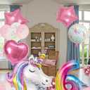 Unicorn Birthday Party Decorations for Girls,6th Birthday Party Balloon Set with Happy Birthday Banner,Foil Balloons Large Unicorn Balloons and Heart and Star Baby Shower Party Supplie (Number 6)
