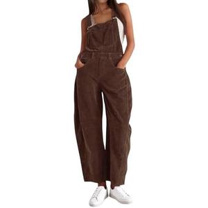 AMEBELLE Corduroy Overalls for Women Barrel Wide Leg Bib Corduroy Pants Women Adjustable Romper Jumpsuit with Pockets, L
