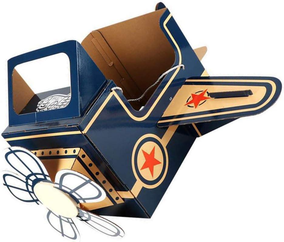 TOYANDONA Childrens Wearable Cardboard Airplane Toys Toddler Airplane Costume Cardboard Making Toy (Blue)