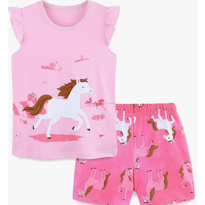 Bumeex Toddler Girls Summer Outfit Cotton Top and Shorts Clothing Set 4T