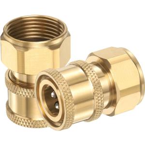 Uxcell 2Pcs Pressure Washer Adapter, 1/4" Female Quick Plug to M22 Female Quick Connect Fittings Brass Swivel Adapter for Pressure Power Washers Hose