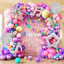 133pcs Pink and Purple Balloon Arch Kit, Light Pink Hot Pink Purple Balloons with 40inch StarFoil Balloons Disco Ball Music Microphone Balloons for Music Fans Singer Theme Birthday Party Decorations