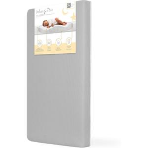 Dream On Me Snuggles Extra Firm Dual-Sided Baby Crib Mattress with Breathable Fabric, Water & Odor Resistant, GREENGUARD Gold Certified, Fits Mini & Portable Cribs (38x 24x 3) - Grey