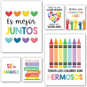 Hadley Designs 6 Spanish Classroom Decorations  Spanish Posters, Diversity Posters for Classroom, Todos Son Bienvenidos Poster, Cultura y Diversidad en Espaol, Colorful Themed Decor
