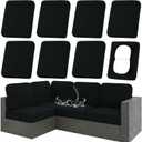 hyha Waterproof Outdoor Cushion Covers for Patio Furniture, Stretch Patio Chair Cushion Slipcovers, Coated UV Resistant Replacement Seat Covers, Solid Color (Black, 8PC)