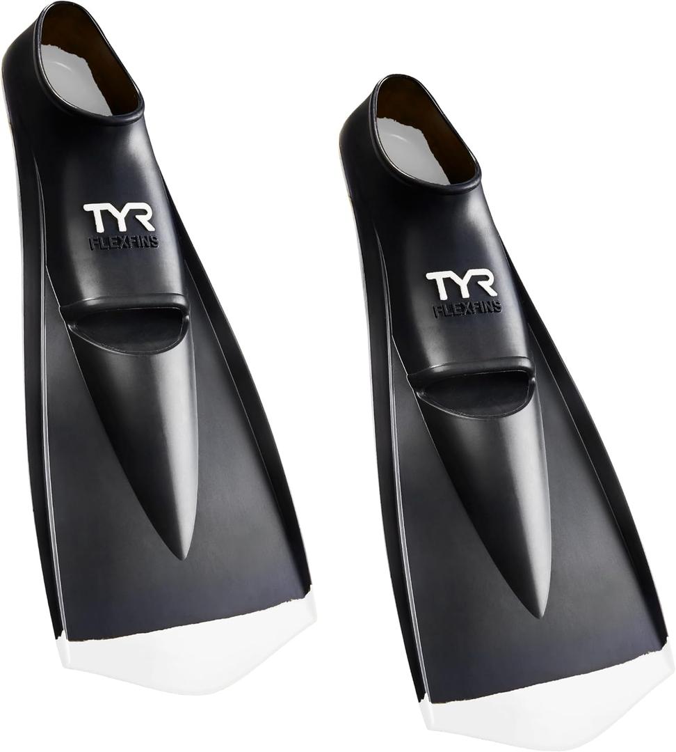 TYR FlexFins 2.0 Swim Fins Short Blade Training Fins for Swim Drills, Leg Strength, Technique & Flexibility Size men's 9-11 Women's 10,5-12,5 (Black)